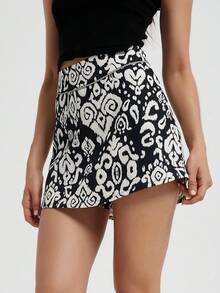 女士春夏时尚休闲简约百搭嬉皮/波西米亚风格舒适休闲印花时尚短裙裤