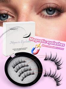 MAGEFY 1/2 Pair CC Curly Magnetic False Eyelashes Set - Natural Looking Reusable Eyelashes, 8-12mm Faux Mink Lashes, Suitable For Daily Wear, Waterproof, Magnetic Clips, No Glue Needed, Cartoon Style Mixed Pointed Tail, Lengthening & Volumizing, Ideal For Party, School, Work And Travel - Natural Lashes - View 6