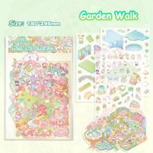 Big Plus Size Sweet Cute 3D Cartoon Sticker Scenes, DIY House Stickers For Water Park, Spring Restaurant, Bath Centre, Coffee RV, Garden Stroll, 3D Miniature Scene Stickers For Adult Kids Relief Stress Pass The Time