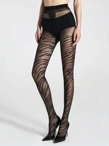 1 pieza Pantimedia con estampado animal para mujeres, leggings delicados y sexy
