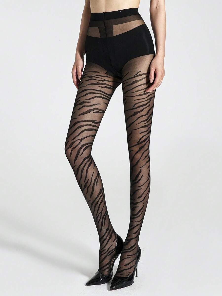 1 pieza Pantimedia con estampado animal para mujeres, leggings delicados y sexy