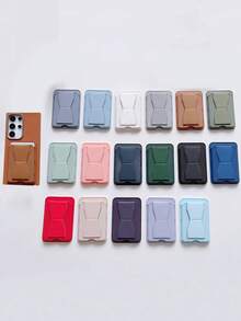 1 件可折叠皮革卡夹，带手机支架，通用卡夹，桌面支架 - 彩色 - 查看 1