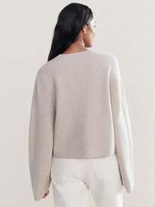 Women's Solid Color Business Casual Office Cardigan Sweater, Autumn/Winter Back To School Season