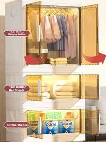 5/4/3/2/1 Layer Kids Wardrobe Closet, Foldable Storage Cabinet, Large Capacity, Multifunctional Nursery Clothes Organizer For Living Room & Bedroom