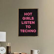 Set de 1 pieza/3 piezas Impresiones de arte de pared de lienzo con diseño de texto de moda moderno, "Chicas escuchando ", regalo único y original, muy adecuado para decoración de sala, baño, dormitorio, estudio, pasillo, oficina, apartamento, Sin marco/Enmarcado