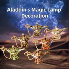 1/6pcs Magic Lamp Decor, European And American Classic Style, Elegant Vintage Pattern Collection, Metal Wishing Lamp, Home And Party Decoration.
