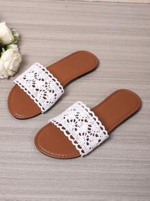 Women's Round Toe Casual Flat Slippers, Summer Open Toe Sandals
