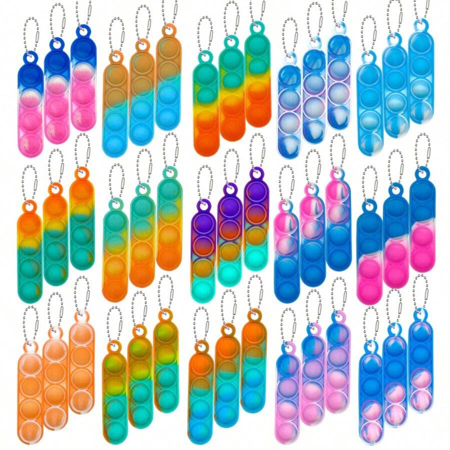15 件儿童派对礼物 散装迷你流行钥匙扣感官玩具 圣诞礼物 生日嘉年华宝藏教室奖品 减压玩具 - 彩色 - 查看 1