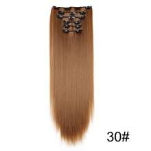 Extensiones de cabello sintético de 24 pulgadas, 16 Clips, peinado largo y recto, postizos rubios y negros, cabello falso resistente al calor, uso diario 6U29 - 30 - Ver 13