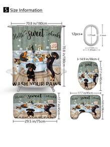 1pc/4pcs Funny Dogs Dachshund Shower Curtain Set Including Shower Curtain With 12 Plastic Hooks, Bathroom Non-Slip Mat, Toilet U-Shaped Mat, Cover Mat Vintage Animal Pets Cute Hilarious Modern Home Decor Bathroom Accessories Back To School