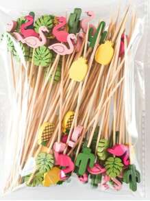 50pcs Fruit Stick Pearl Decor Cocktail Picks Summer Tropical Party Supplies (Hawaiian Set), Tropical Cocktail Picks, Hawaiian Theme Hibiscus Flamingo Decorative Toothpicks, Fruit Dessert Sticks, Tropical Cocktail Bamboo Toothpicks Flamingo Pineapple Beach Toucan Palm Leaf, Food Appetizer Skewer, For Drinks, Beach, Luau Decoration, Summer Themed Party Supplies, Appetizer Food, Hawaiian Beach Holiday Party Supplies