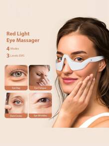 Red Light Theraphy 3D Eye Beauty Instrument Micro-Current Pulse Eye Relax Eye Massager Anti Eye Fatigue Electric Eyes Massage Beauty Remove Anti Wrinkle Eye Relaxtion Reduce Wrinkles And Dark Circle Remove Eye Bags Massager Beauty Tool Under-Eye Glasses Massager Women Gifts