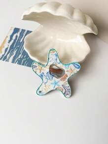 1pc Adorable Starfish Shaped Shell And Fish Sponge Pattern Dual-Use Fridge Magnet & Bottle Opener, Suitable For Home Decor, Daily Use, Beach Travel, Holiday Gift