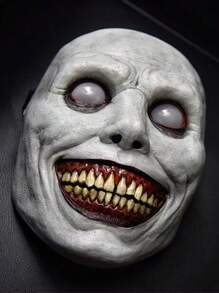 Smiling Exorcist Mask Halloween Horror Prop Cosplay Exorcist Mask White-Eyed Demon Mask