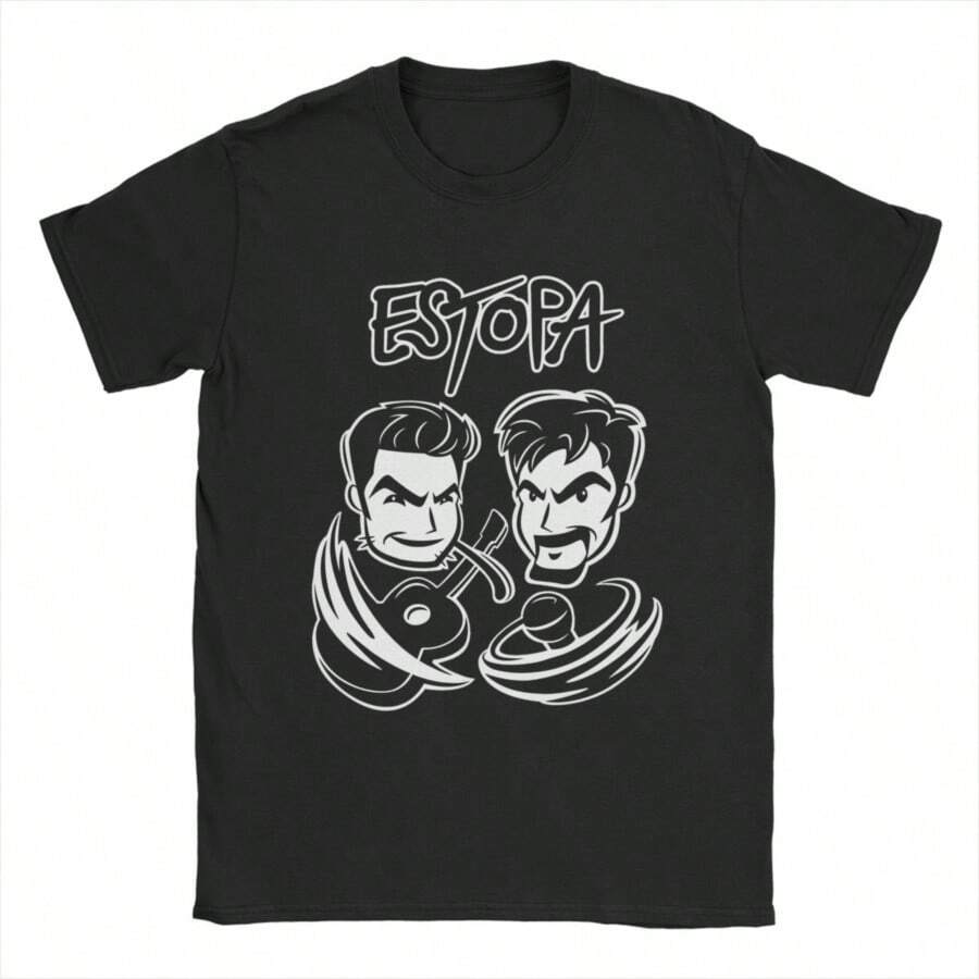 COOL SUMMER All Seasons Men Women's ESTOPA 25th Anniversary Cartoons Shirt Merch Rock Band Pure Cotton Tops T-Shirt Novelty Tee Shirt - 黑色 - 查看 1
