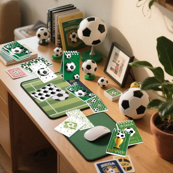 10PCS Spiral-Bound Soccer Notebooks With Vibrant Grid/Ball Prints | Teens' Back-To-School Supplies