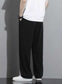 Men's Drape-Fit Drawstring Waist Slant Pocket Casual Pants, Fall