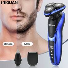 Kit eléctrico de acicalamiento multifunción 3 en 1 - Afeitadora, recortadora de nariz y rasuradora de patillas, con pantalla digital. Es conveniente para viajar y adecuado como regalo para amigos hombres. Capacidad de batería de 600 mAh