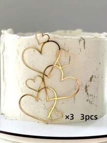 1 cái/3 cái/5 cái Trang trí bánh hình trái tim đơn giản để nướng, trang trí tiệc tráng miệng lễ hội, trang trí bánh hình trái tim cho Ngày của Mẹ, Ngày lễ tình nhân và các ngày kỷ niệm - Hoàn hảo cho bàn tráng miệng và dụng cụ làm bánh - Vàng - Xem 11