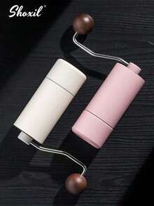 shoxil 1 件优质手动咖啡研磨机 - 容量 20 克，配备 CNC 不锈钢锥形毛刺、可调节研磨设置和胡桃木手柄，适用于浓缩咖啡/滴滤咖啡/法式压滤咖啡，便携，适合旅行/露营/居家