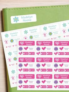 Pegatinas de nombre personalizadas para guardería, etiquetas de nombre adhesivas impermeables para ropa y botellas de niños, etiquetas de nombre personalizadas duraderas en rosa, etiquetas multifuncionales para organización escolar - Multicolor - Ver 3