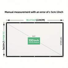 1PC 220/156/132cm Projector Screen - Portable, HD, 4K Ultra-Thin Projection Screen For Home Theater, Office, Outdoor Movies - Easy Setup, Wrinkle-Resistant, Durable Material -Best For Indoor/Outdoor Use