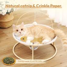 1 pieza Juguete de peluche con forma de gato y pez, juguete interactivo de cuerda suave para entrenamiento, suministros para mascotas