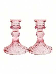 Set de 4/6 piezas de Elegantes Portavelas de Vidrio - Diseño de cristal transparente, adecuado para velas cilíndricas y cónicas, ideal para decoración del hogar, sala de estar, bodas y ocasiones especiales, arreglo romántico de velas
