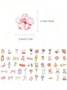 50pcs Pink Series Stickers For Laptop, Notebook, Phone Case, Decoration Back To School