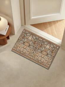 1pc Crystal Velvet Faux Stone Texture Printed Carpeted Runner Rug, Dirt Resistant & Machine Washable, Suitable For Kitchen, Hallway, Outdoor And Other Scenes - Multicolor - View 6