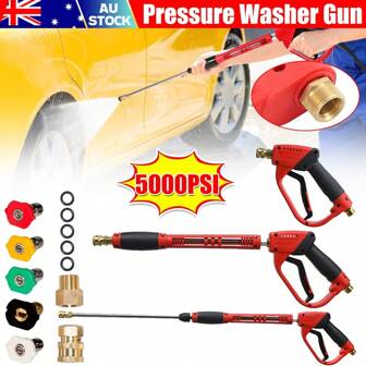 High Pressure Washer Gun 5000PSI Adjustable 3IN1 Wand Kit Water Spray W/Nozzle