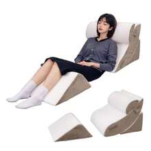 IMIEE 三角クッション 三角枕 ベッド背もたれ 腰枕 なだらか 足枕 傾斜枕 斜めマット 高反発 クッション TV枕 足枕付き 位置調整可能 通気防菌 カバー洗える 折り畳み 読書用 逆流性食道炎 枕 安眠サポート 体にフィット プレゼント 背中クッション 介護用 ランバーサポート お年寄り 体位変換 腰痛対策 敬老の日 プレゼント 4個セット - ホワイト+グレー - チェックする 1