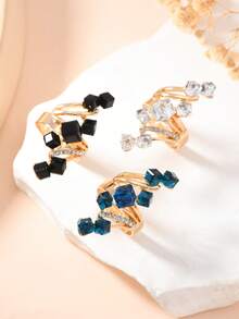 1 buc Inel elegant, la modă, lung, pătrat, cu diamant, pentru încheietura mâinii - Multicolor - Vizualizare 5