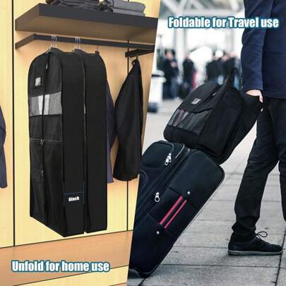 Bolsa grande para ropa, bolsa de viaje portátil y plegable con forma triangular para cubrir trajes, camisas, vestidos y abrigos de 110*60*10CM, juego de 2 piezas