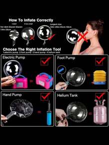 12 piezas (6 sets) / 6 piezas (3 sets) / 2 piezas (1 set) - Luces de cuerda de globo LED, diseño de bola Bobo transparente, decoración para cumpleaños, boda, aniversario, Día de San Valentín, fiesta de playa de verano, decoración de fiesta interior, blanco cálido