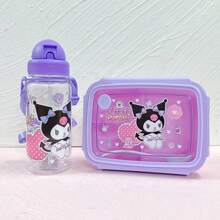 Sanrio Sanrio Kuromi 3-Compartment Bento Box Set With Drink Cup - Cute Cartoon Bento Box With Fruit Container, Portable Divided Meal Organizer, Perfect For School, Office, And Outdoor Picnicsschool Supplies,Back To School