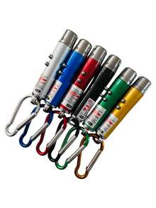 Kit com 06 Unidades de Mini Lanterna a Laser LED, Feixe de Luz Ponteiro 3 em 1 (06+LASER) Volta às Aulas - Multicolorido - Visão 5