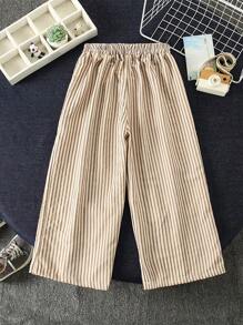 Kids/Young Boy 3/4 Shorts, Summer Thin Striped Casual Capri Pants Bottoms