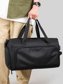 Fashionable High Capacity Lightweight Black Travel Bag - Waterproof Wet/Dry Separated Fitness Organizer With Independent Shoe Compartment, Suitable For School, Fitness, Yoga And Travel Overnight Bag, Gym Bag, Luggage, Weekend Bag, Tote, College Backpack, Luggage, Weekend Bag, Hospital Bag, Holiday Winter Bag For School School Accessories School Stuff