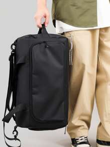 Fashionable High Capacity Lightweight Black Travel Bag - Waterproof Wet/Dry Separated Fitness Organizer With Independent Shoe Compartment, Suitable For School, Fitness, Yoga And Travel Overnight Bag, Gym Bag, Luggage, Weekend Bag, Tote, College Backpack, Luggage, Weekend Bag, Hospital Bag, Holiday Winter Bag For School School Accessories School Stuff
