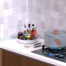 3X Spice Rack Pantry Kitchen Turntable Rotation Storage Rack Lazy Susan Tray SML - White - View 7