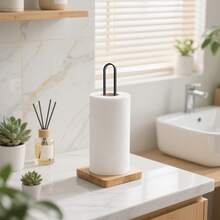 1 件装方形竹制纸巾架，黑色/白色厨房卷纸分配器，用于整理厨房卷纸 - 彩色 - 查看 4