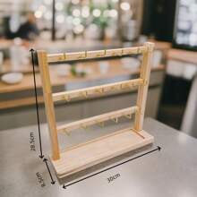 1 Stück Schmuckorganizer Ständer aus Holz mit mehreren Haken, 1 Stück eleganter Schlüsselhalter & Schmuckständer aus Holz mit Haken - multifunktionale Aufbewahrung & Organisation für den Schreibtisch, geeignet für Ohrringe, Ketten, Armbänder, Schlüssel - massiver Holzständer