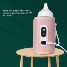 1件装数字五档控温奶瓶加热器，便携式恒温加热装置，USB供电，皮革材质，新生儿必备。温奶器的核心功能是“保温”和“加热”。其设计目的是将奶瓶中的母乳或配方奶粉保持在适宜的温度（通常在40°C左右），以便宝宝长时间饮用。加热过程温和均匀，避免高温破坏母乳中的营养成分。 - 粉色 - 查看 9