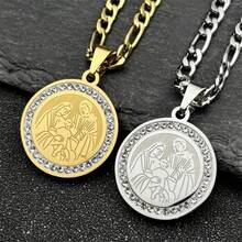 Christian Mother Of Jesus Medallion Pendant Necklace For Women Men's Gold/Silver Color Stainless Steel Rhinestone Chain Jewelry - Necklace - View 1