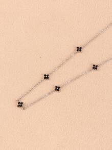 1 Pc Lucky Four Leaf Flower Necklace With Cold And Elegant Style, High Sense Collar Chain, Long Style, Elegant Tassel Neckchain, Female, Suitable For Women's Daily Wear ﻿