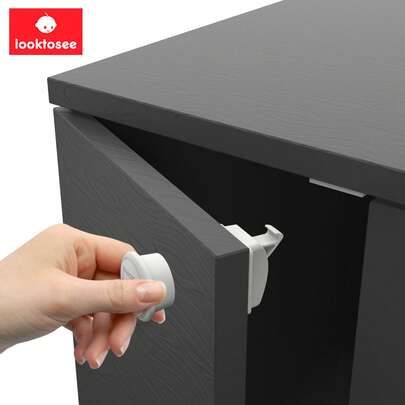 LOOKTOSEE 6/8 Pcs Baby Magnetic Cabinet Locks | Home Essential, No Drilling Childproof Drawer Locks With Easy-Install Adhesive + 1 Key Holder & Unlock Stickers