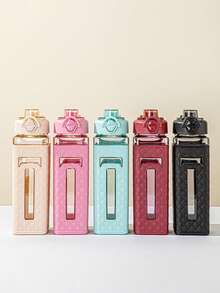 1 夏季新款800ML皮革纹理方形纯色太空杯，带直饮嘴和手持弹跳水壶。高颜值户外水壶，男女生通用-适合学生返校使用 - 彩色 - 查看 6