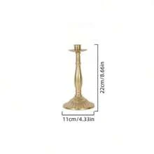 1pc Vintage Gold Candle Holder - Metal Candelabra With 3 Or 5 Arms, For Formal Events, Weddings, Churches, Holiday Decorations, Christmas - Cone Shaped Candle Stand - Decor Accessory
