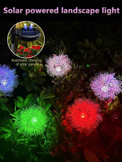 1 cái/2 cái Đèn dây trang trí hình hoa bồ công anh LED chạy bằng năng lượng mặt trời chống thấm nước, Đèn chiếu sáng cảnh quan lối đi ngoài trời cho sân, công viên, đường phố